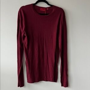 HUGO Deep Red Crew Neck Top